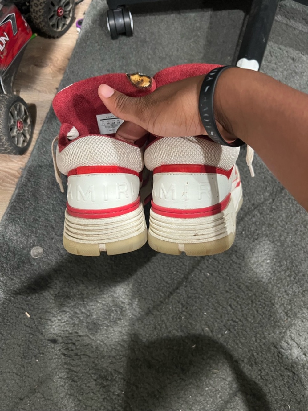 Louis Vuitton White and Red Low-Top Sneakers